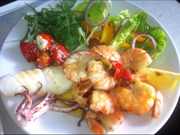 King Prawns & Squid with Salad